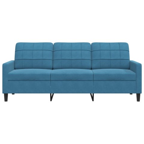 SOFA 3-OSOBOWA NIEBIESKI 180CM TAPICEROWANA AKSAMITEM