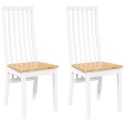 KRZESŁA DO JADALNI 2 SZT. BIAŁE LITE DREWNO GUMOWE