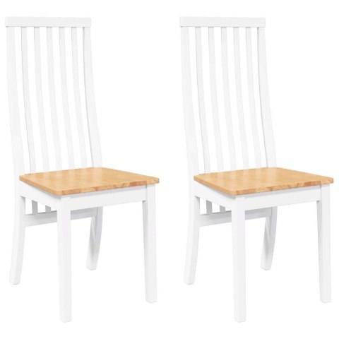 KRZESŁA DO JADALNI 2 SZT. BIAŁE LITE DREWNO GUMOWE