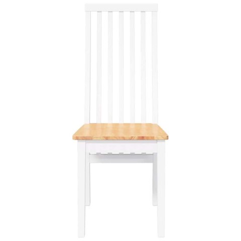 KRZESŁA DO JADALNI 2 SZT. BIAŁE LITE DREWNO GUMOWE