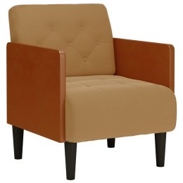 SOFA FOTEL Z PODŁOKIETNIKAMI BRĄZOWY 55CM AKSAMIT
