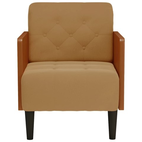 SOFA FOTEL Z PODŁOKIETNIKAMI BRĄZOWY 55CM AKSAMIT