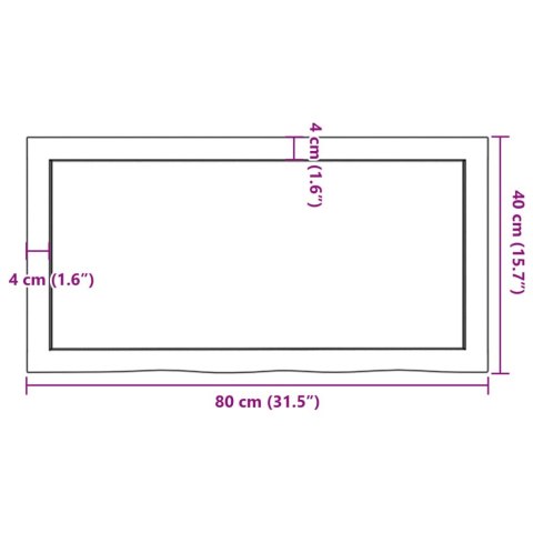 PÓŁKA 80X40X(2-4)CM SUROWE LITE DREWNO DĘBOWE