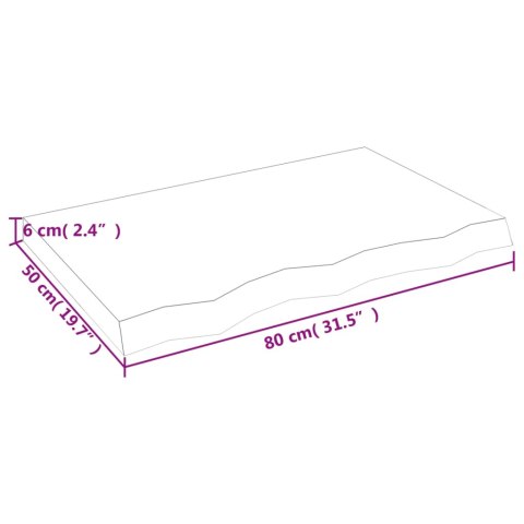 PÓŁKA 80X50X(2-6)CM SUROWE LITE DREWNO DĘBOWE