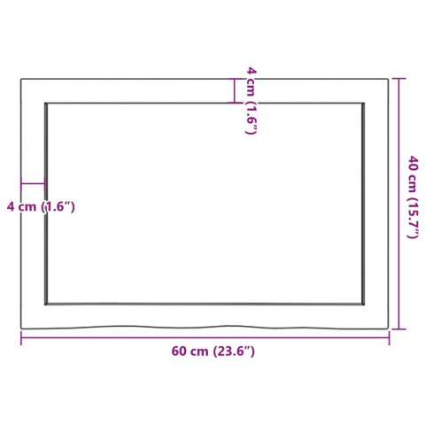 BLAT DO ŁAZIENKI CIEMNOBRĄZOWY 60X40X(2-6)CM LITE DREWNO