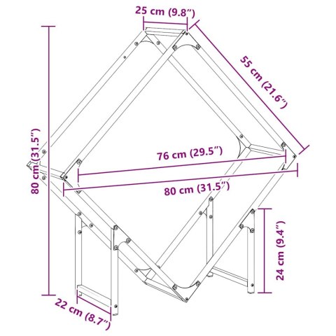 STOJAK NA DREWNO OPAŁOWE OLIWKOWO-ZIELONY 80X25X80CM