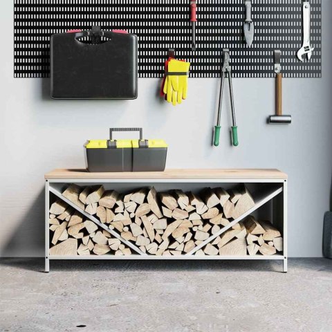 STOJAK NA DREWNO OPAŁOWE Z DREWNIANYM BLATEM 100,5X35,5X40CM