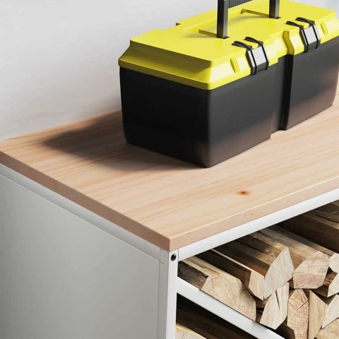 STOJAK NA DREWNO OPAŁOWE Z DREWNIANYM BLATEM 100,5X35,5X40CM