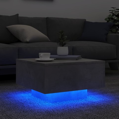 STOLIK KAWOWY Z PODŚWIETLENIEM LED SZAROŚĆ BETONU 55X55X31CM
