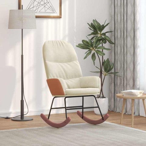 FOTEL BUJANY RELAKSACYJNY AKSAMITNY KRZESŁO NA BIEGUNACH KREMOWY