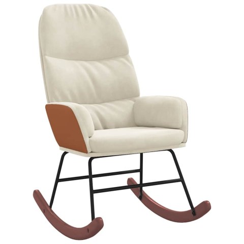 FOTEL BUJANY RELAKSACYJNY AKSAMITNY KRZESŁO NA BIEGUNACH KREMOWY