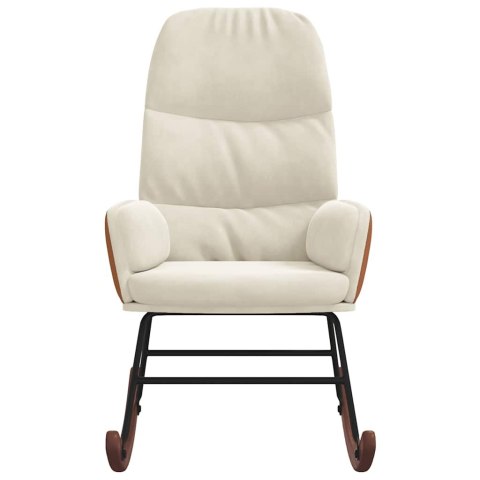 FOTEL BUJANY RELAKSACYJNY AKSAMITNY KRZESŁO NA BIEGUNACH KREMOWY