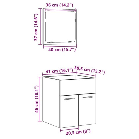 2-CZ ZESTAW MEBLI ŁAZIENKOWYCH CZARNY DĄB