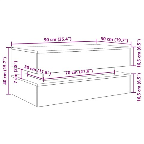 STOLIK KAWOWY Z OŚWIETLENIEM LED CZARNY DĄB 90X50X40CM