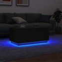 STOLIK KAWOWY Z OŚWIETLENIEM LED CZARNY DĄB 90X49X40CM