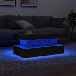 STOLIK KAWOWY Z OŚWIETLENIEM LED CZARNY DĄB 90X50X40CM