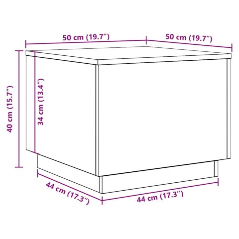 STOLIK KAWOWY Z OŚWIETLENIEM LED CZARNY DĄB 50X50X40CM