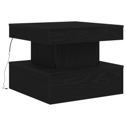 STOLIK KAWOWY Z OŚWIETLENIEM LED CZARNY DĄB 50X50X40CM