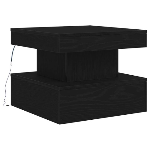 STOLIK KAWOWY Z OŚWIETLENIEM LED CZARNY DĄB 50X50X40CM