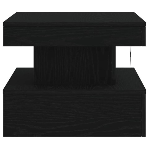 STOLIK KAWOWY Z OŚWIETLENIEM LED CZARNY DĄB 50X50X40CM