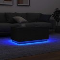 STOLIK KAWOWY Z OŚWIETLENIEM LED CZARNY DĄB 90X50X40CM