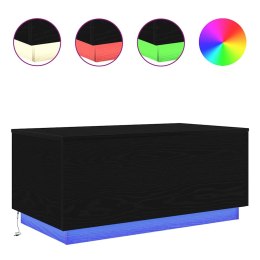 STOLIK KAWOWY Z OŚWIETLENIEM LED CZARNY DĄB 90X50X40CM