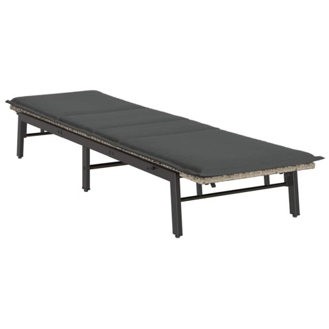 LEŻAK Z PODUSZKĄ JASNOSZARY POLIRATTAN