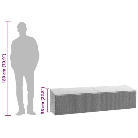 SKRZYNIA OGRODOWA JASNOSZARA 220X50X58CM POLIRATTAN
