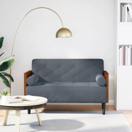 SOFA DWUOSOBOWA Z PODUSZKAMI WAŁKOWYMI CIEMNOSZARA 110CM