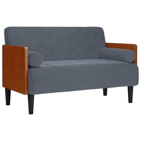 SOFA DWUOSOBOWA Z PODUSZKAMI WAŁKOWYMI CIEMNOSZARA 110CM