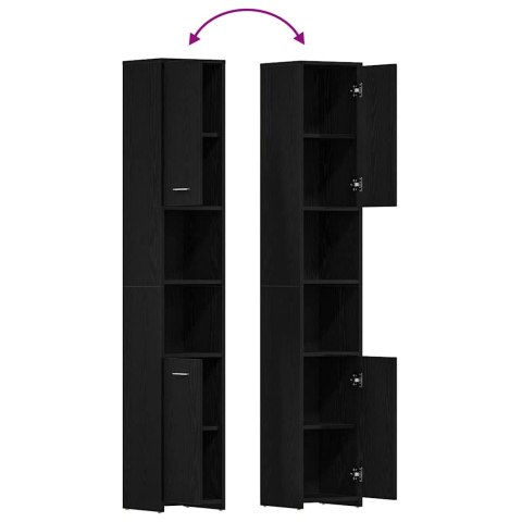 SZAFKA ŁAZIENKOWA CZARNY DĄB 30X30X183,5CM DREWNO KLEJONE