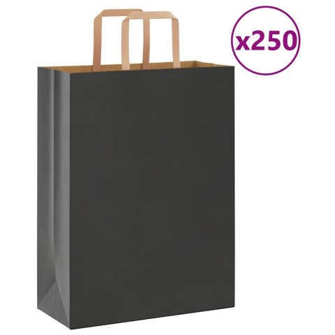 TORBY PAPIEROWE 250 SZT. Z UCHWYTAMI CZARNE 26X12X35CM