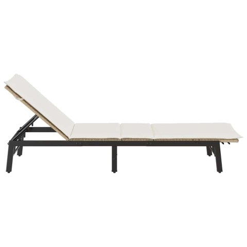 LEŻAK Z PODUSZKĄ BEŻOWY POLIRATTAN