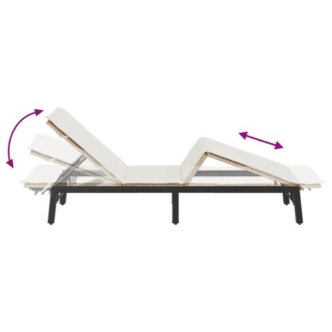 LEŻAK Z PODUSZKĄ BEŻOWY POLIRATTAN