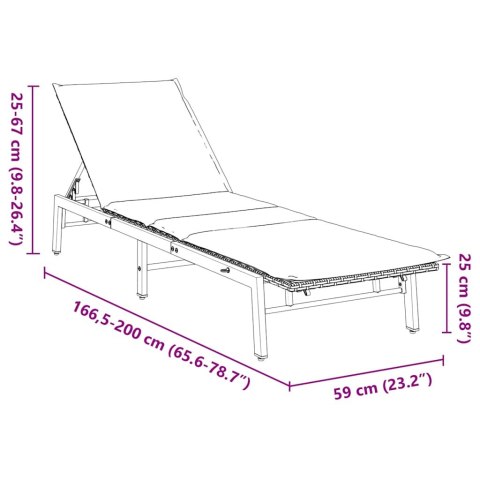 LEŻAK Z PODUSZKĄ BEŻOWY POLIRATTAN