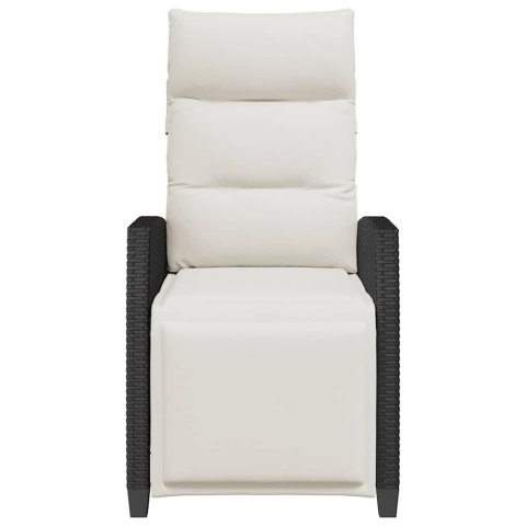 ROZKŁADANY FOTEL OGRODOWY ZE STOLIKIEM BOCZNYM CZARNY