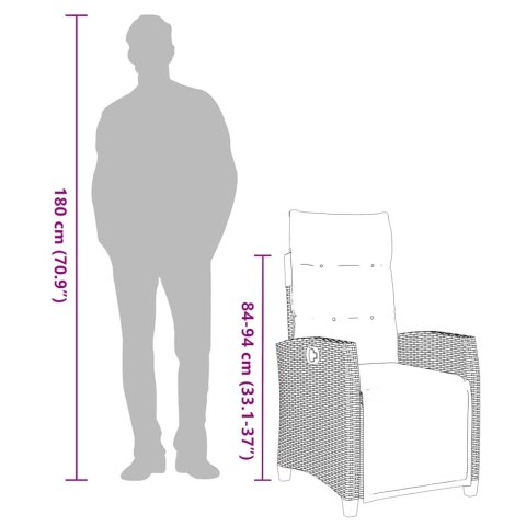 ROZKŁADANY FOTEL OGRODOWY ZE STOLIKIEM BOCZNYM CZARNY