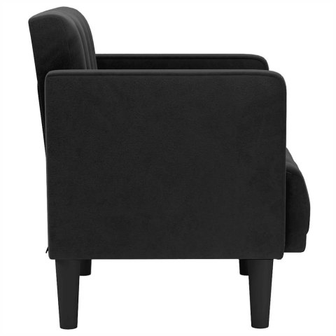 SOFA FOTEL Z PODŁOKIETNIKAMI CZARNY 53CM AKSAMIT