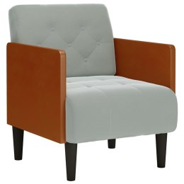 SOFA FOTEL Z PODŁOKIETNIKAMI JASNOSZARY 55CM AKSAMIT