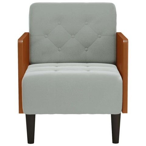 SOFA FOTEL Z PODŁOKIETNIKAMI JASNOSZARY 55CM AKSAMIT