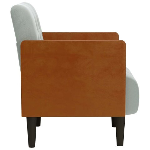 SOFA FOTEL Z PODŁOKIETNIKAMI JASNOSZARY 55CM AKSAMIT