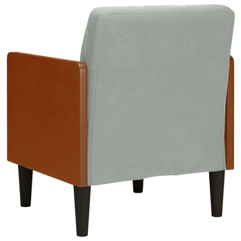 SOFA FOTEL Z PODŁOKIETNIKAMI JASNOSZARY 55CM AKSAMIT