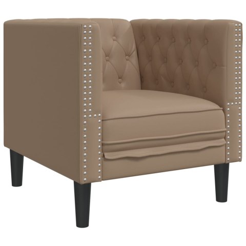 FOTEL CHESTERFIELD CAPPUCCINO TAPICEROWANY SZTUCZNĄ SKÓRĄ