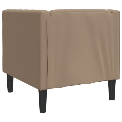 FOTEL CHESTERFIELD CAPPUCCINO TAPICEROWANY SZTUCZNĄ SKÓRĄ