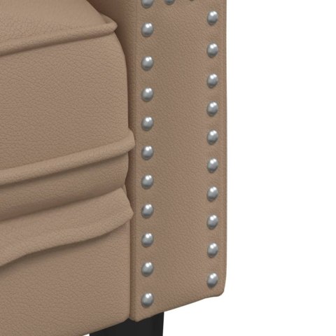 FOTEL CHESTERFIELD CAPPUCCINO TAPICEROWANY SZTUCZNĄ SKÓRĄ