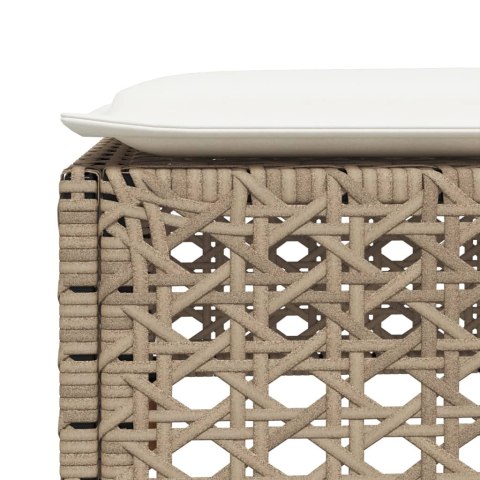 STOŁEK OGRODOWY Z PODUSZKĄ BEŻOWY 63,5X56X32CM RATTAN PE