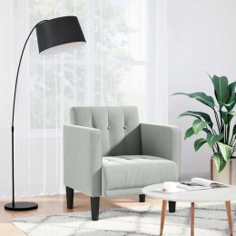 SOFA FOTEL Z PODŁOKIETNIKAMI JASNOSZARY 53CM AKSAMIT