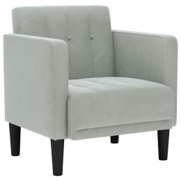 SOFA FOTEL Z PODŁOKIETNIKAMI JASNOSZARY 53CM AKSAMIT