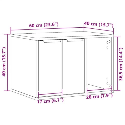 SZAFKA NA KUWETĘ DOMEK DLA KOTA STOLIK UKRYTA KUWETA CZARNY DĄB 60X40X40CM