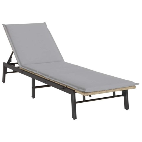 LEŻAK Z PODUSZKĄ BEŻOWY POLIRATTAN